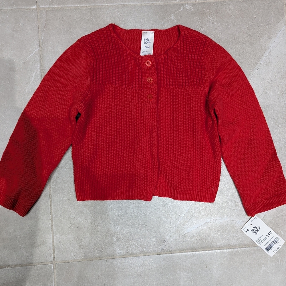 2/$25 NWT OshKosh B’gosh Red Cardigan • Baby Size 24M • 100% Cotton